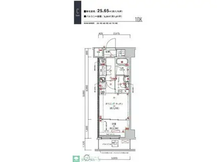 SAKURA AXIS 中板橋(1K/4階)の間取り写真