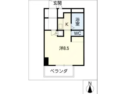 ユース山手館(1K/4階)の間取り写真