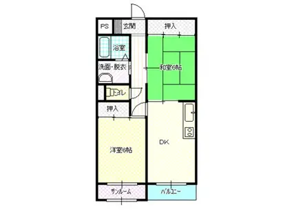 マンションリバーポート(2DK/4階)の間取り写真