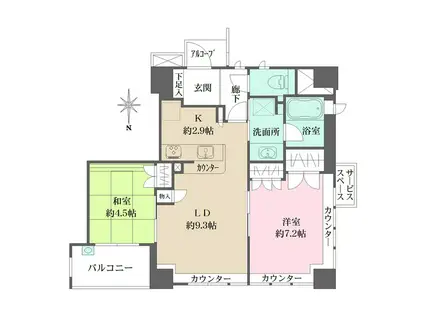 パークホームズ今出川(2LDK/10階)の間取り写真