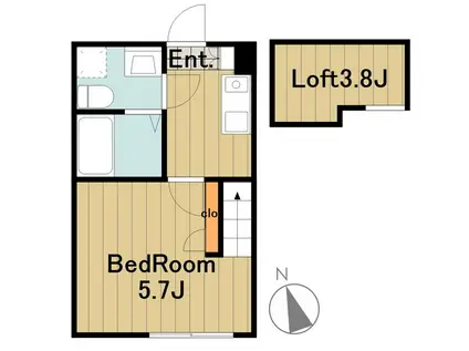クアージ聖蹟桜ヶ丘(1K/2階)の間取り写真