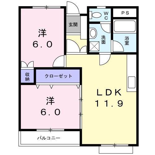 デイジー三条(2LDK/4階)の間取り写真