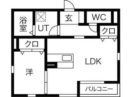 ウエストクロス(1LDK/1階)の間取り写真