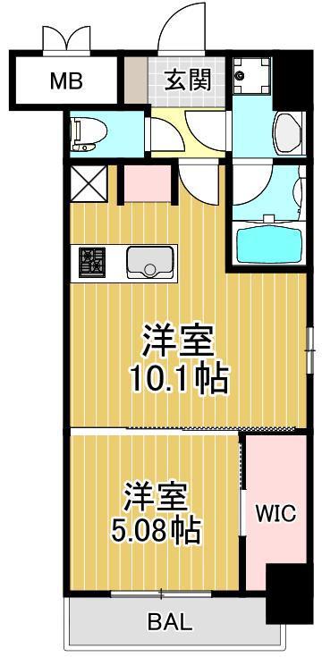 S-RESIDENCE千住大橋(1LDK/12階)の間取り写真