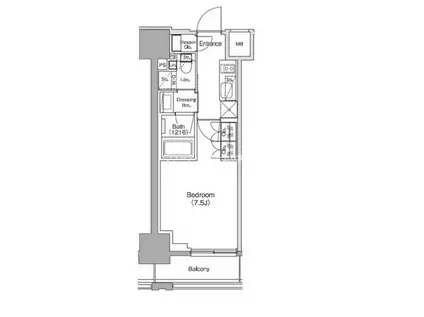 ザ・パークハビオ新御徒町(1K/5階)の間取り写真