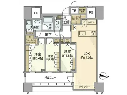 パークコート文京小石川ザ・タワー(3LDK/25階)の間取り写真