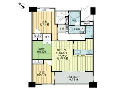 ライオンズ泉崎マークヒルズ(3LDK/5階)の間取り写真
