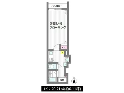 GRAND AILE(1K/2階)の間取り写真