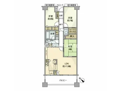 ゼファー横濱サウサリート神之木公園A棟(3LDK/7階)の間取り写真