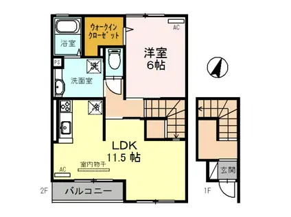D-ROOM TOKI(1LDK/2階)の間取り写真