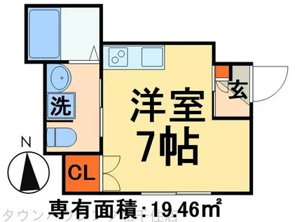 ウッドベル(ワンルーム/1階)の間取り写真