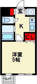 ダイナコートヒルズ折尾(1K/3階)の間取り写真