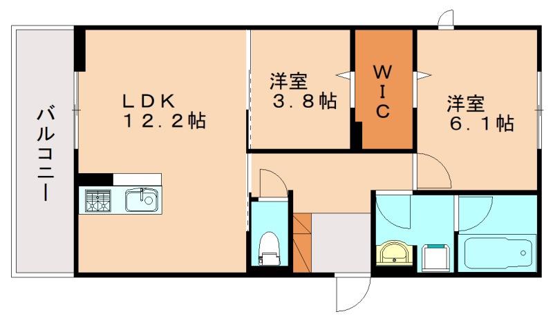 PURE WIND GARDEN A棟(2LDK/3階)の間取り写真