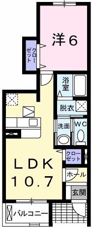 ピーチテラス(1LDK/1階)の間取り写真
