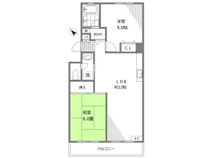 リバーサイドハイツ3号棟(2LDK/3階)の間取り写真