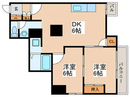 メゾン伊東(2DK/7階)の間取り写真