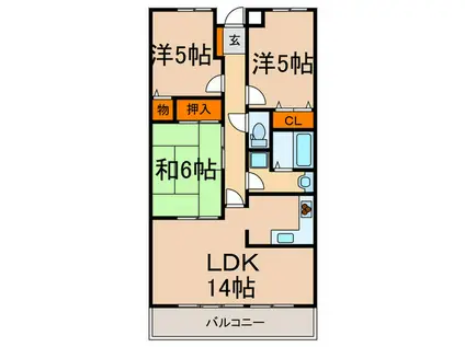 ルナガーデン(3LDK/2階)の間取り写真