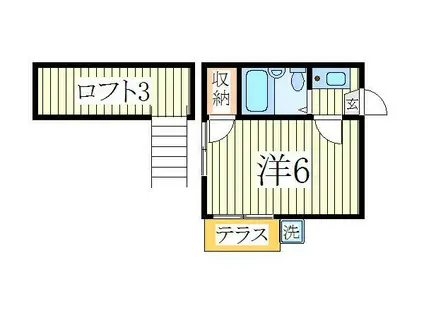 フラッツ初石(1K/1階)の間取り写真