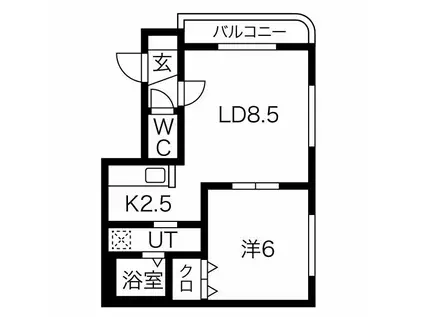 クラリス南平岸(1LDK/2階)の間取り写真