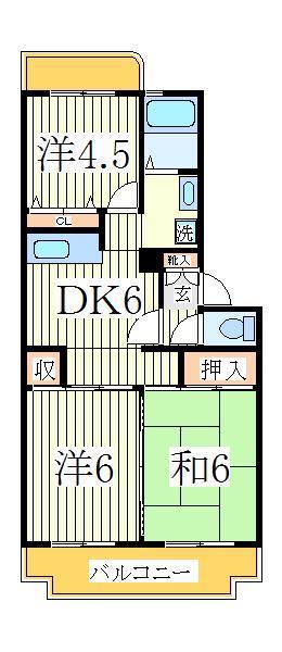 第2パールメゾン染谷(3DK/3階)の間取り写真
