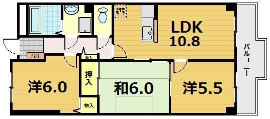 ラポート小林(3LDK/7階)の間取り写真