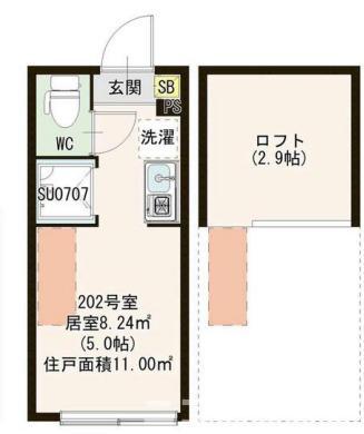ソラーレ新高円寺(ワンルーム/2階)の間取り写真
