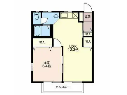 ディアス・メロディA(1LDK/1階)の間取り写真