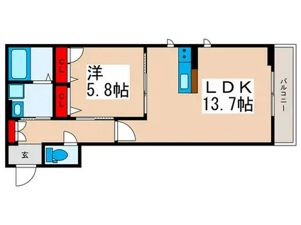 JR京葉線 舞浜駅 徒歩17分 3階建 築7年(1LDK/1階)の間取り写真