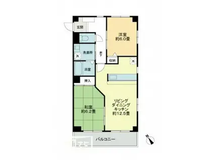 フィネス河南(2LDK/2階)の間取り写真