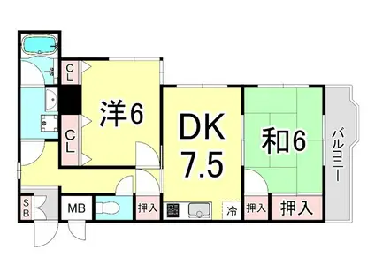 メゾン・ド・ノン(2DK/2階)の間取り写真