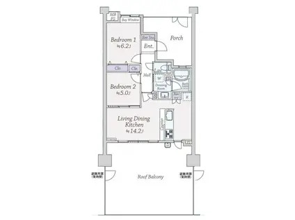 ライオンズ相模大野ステーションエアリスタ(2LDK/3階)の間取り写真
