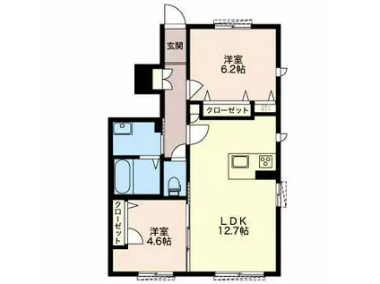 カーサ ヴェルデ(2LDK/1階)の間取り写真