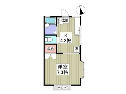 プルミエールAMI(1K/1階)の間取り写真