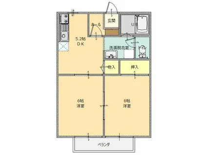 グランパルク 弐番館(2DK/2階)の間取り写真