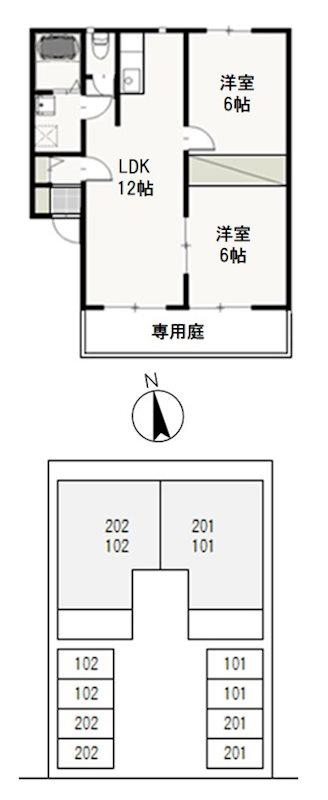 サンベール(2LDK/1階)の間取り写真