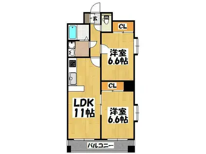プロスペーレ上鷹(2LDK/5階)の間取り写真