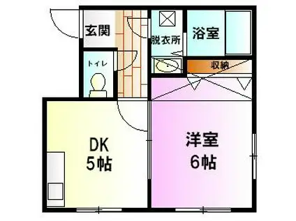 ローズヒル城山(1DK/2階)の間取り写真