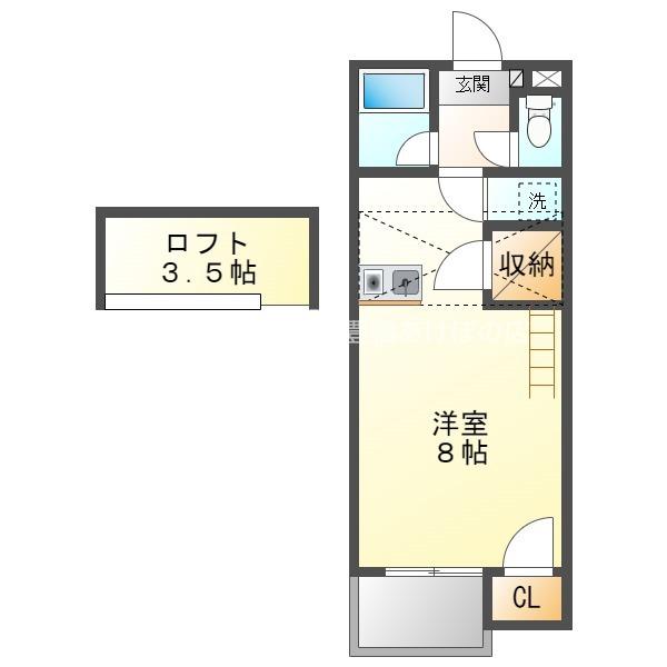 セザンヌ福江(ワンルーム/2階)の間取り写真