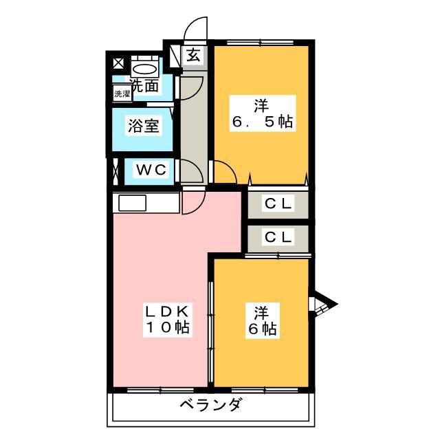 グレースジョイ(2LDK/3階)の間取り写真