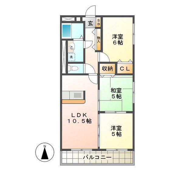KUMOZUガーデンハイツ(3LDK/4階)の間取り写真