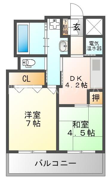 サンリスタ守口(2DK/4階)の間取り写真