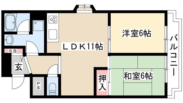 グレース川村(2LDK/4階)の間取り写真