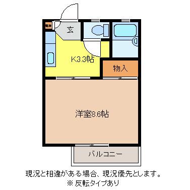 フレグランスしん E棟(1K/2階)の間取り写真