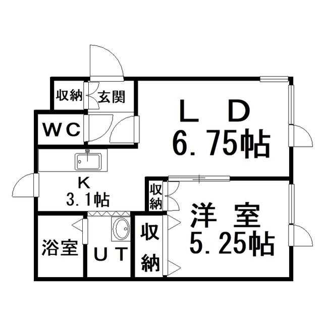JR根室本線 釧路駅 バス乗車時間:30分 最寄りバス停で下車 徒歩4分 2階建 築29年(1LDK/1階)の間取り写真
