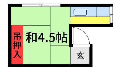 金子ハイム(1K/1階)の間取り写真