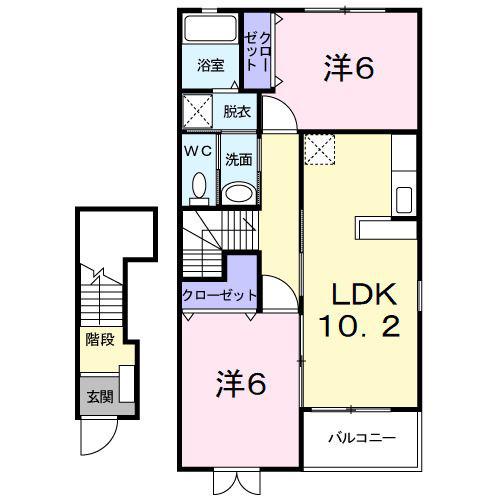 フェアリーII(2LDK/2階)の間取り写真
