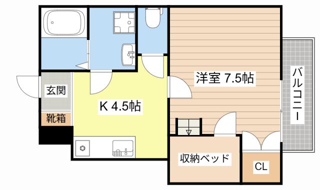 ハイツ華優(1K/1階)の間取り写真