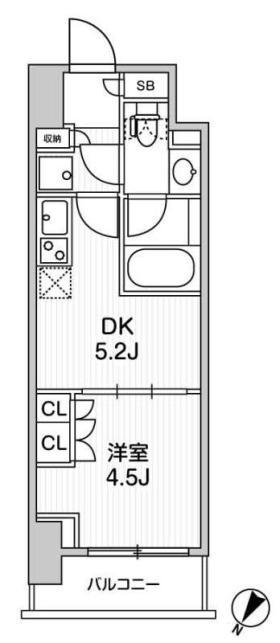 トパーズ町田(1DK/6階)の間取り写真