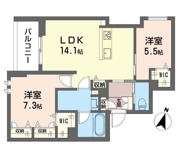 ルクセール タカバ(2LDK/3階)の間取り写真