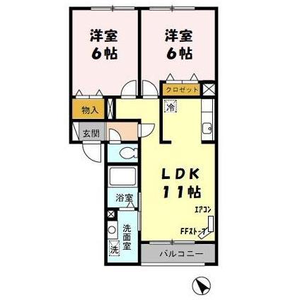 パートナーズハート(2LDK/1階)の間取り写真